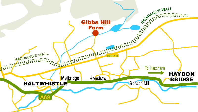 Map of Gibbs Hill Farm near Hadrian's Wall